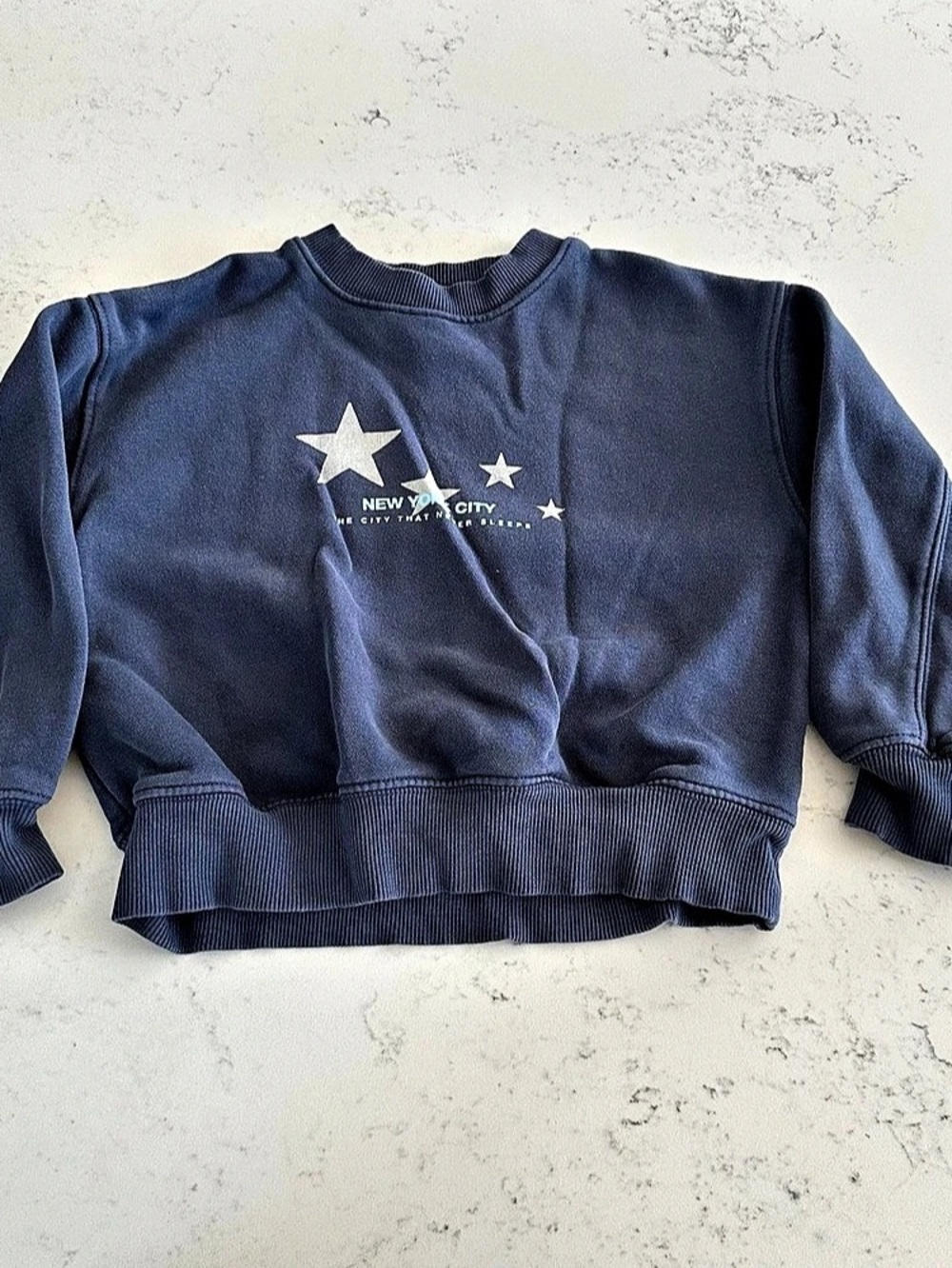 Zara New York City Star Print Sweatshirt Blue Girls 6-7 Years